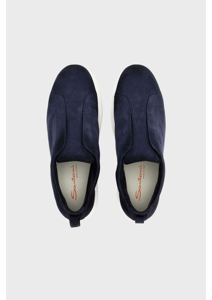 Logolu Süet Kalın Tabanlı Slip-On Sneaker Ayakkabı Erkek Ayakkabı MBCD21995BARTFEHU59