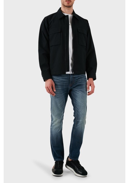 Oversize Fit Uzun Kollu Cepli Fermuarlı Gömlek Erkek Gömlek 50539223 001