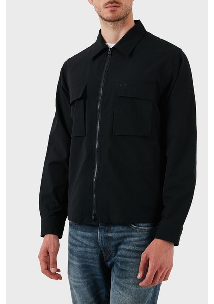 Oversize Fit Uzun Kollu Cepli Fermuarlı Gömlek Erkek Gömlek 50539223 001