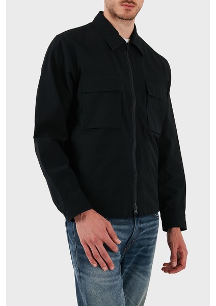 Oversize Fit Uzun Kollu Cepli Fermuarlı Gömlek Erkek Gömlek 50539223 001