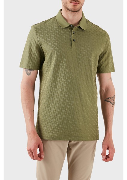 Monogram Logo Baskılı Regular Fit Düğmeli Polo Yaka T Shirt Erkek Polo Yaka T Shirt 50537132 311