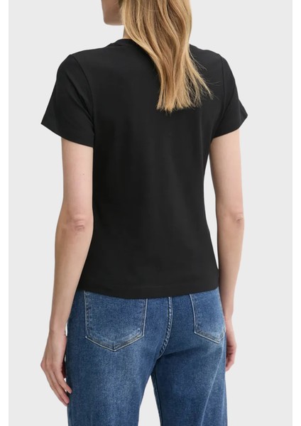 Kamelie Logolu Pamuklu Slim Fit Bisiklet Yaka T Shirt V5GI15J1314 Bayan T Shirt V5GI15 J1314 Jblk