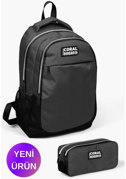 Koyu Gri Siyah 2'Li Okul Çanta Seti Goset0214393