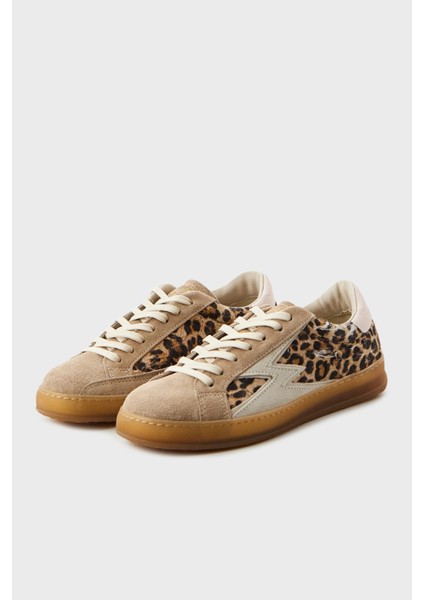 Moaconcept Deri Logolu Leopar ve Süet Detaylı Sneaker Ayakkabı Bayan Ayakkabı IC009 modelleri