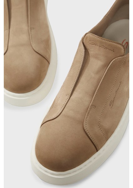 Logolu Süet Kalın Tabanlı Slip-On Sneaker Ayakkabı Erkek Ayakkabı MBCD21995BARTFEHE10