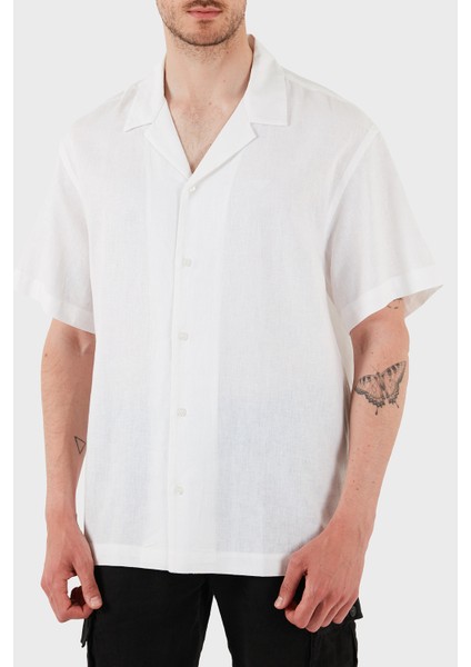 Keten Karışımlı Regular Fit Kısa Kollu Apaş Yaka Gömlek Erkek Gömlek EM000593 AF12356 U0002