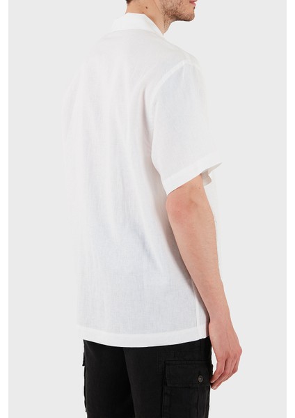 Keten Karışımlı Regular Fit Kısa Kollu Apaş Yaka Gömlek Erkek Gömlek EM000593 AF12356 U0002