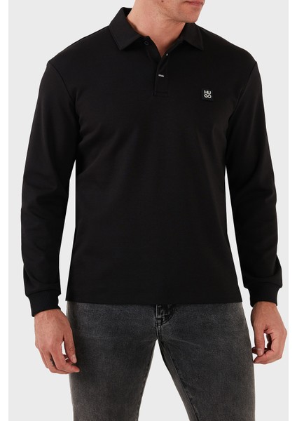 Logolu Regular Fit Uzun Kollu Düğmeli Polo Yaka T Shirt Erkek Polo Yaka T Shirt 50542578 001