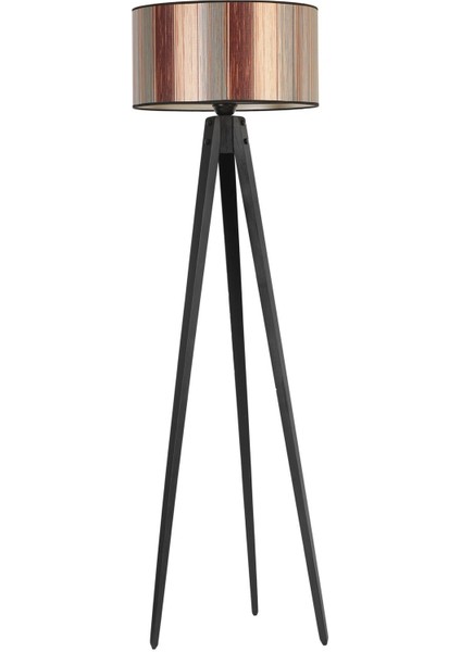 Tripod Siyah Silindir Renkli Abajurlu Lambader
