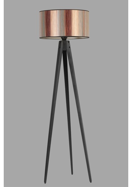 Tripod Siyah Silindir Renkli Abajurlu Lambader
