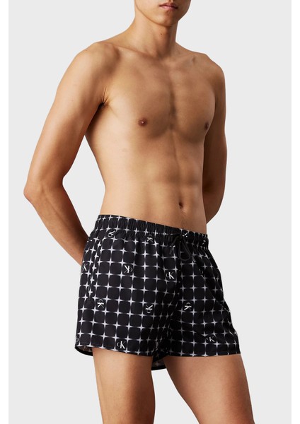 Monogram Logo Baskılı Regular Fit Normal Bel Mayo Short KM0KM011720GO Erkek Mayo Short KM0KM01172 0go