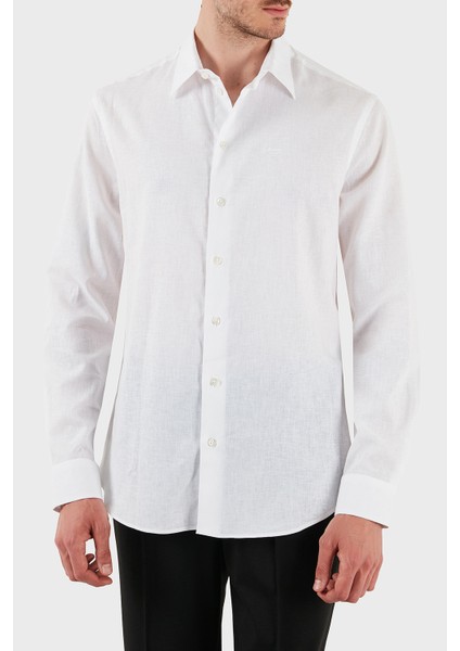 Keten Karışımlı Regular Fit Klasik Yaka Gömlek Erkek Gömlek EM000099 TE14112 U0002