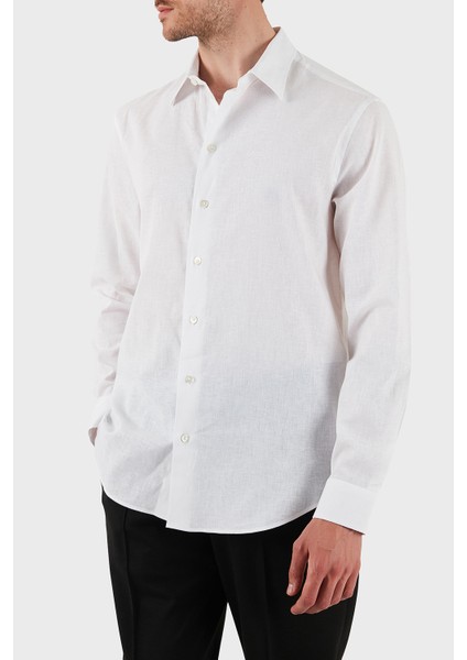 Keten Karışımlı Regular Fit Klasik Yaka Gömlek Erkek Gömlek EM000099 TE14112 U0002 fiyatları