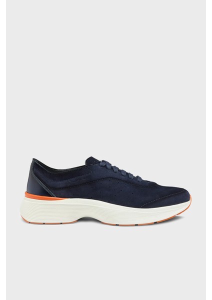 Logolu Deri ve Süet Detaylı Kalın Taban Sneaker Ayakkabı Erkek Ayakkabı MBBC22070BARTSOGU60