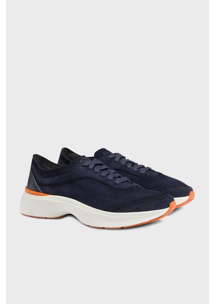 Logolu Deri ve Süet Detaylı Kalın Taban Sneaker Ayakkabı Erkek Ayakkabı MBBC22070BARTSOGU60
