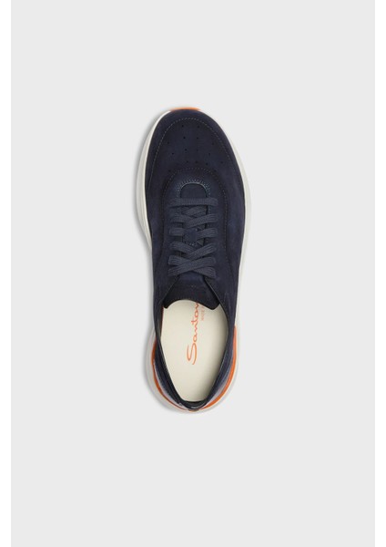 Logolu Deri ve Süet Detaylı Kalın Taban Sneaker Ayakkabı Erkek Ayakkabı MBBC22070BARTSOGU60