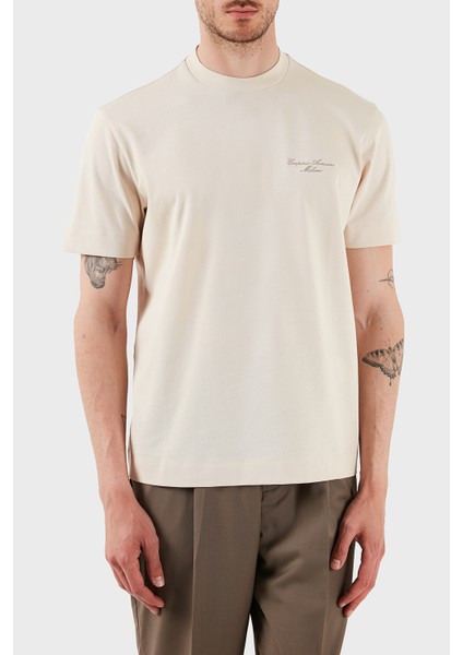 Logolu Pamuk Regular Fit Bisiklet Yaka T Shirt Erkek T Shirt EM002660 AF13715 U1088