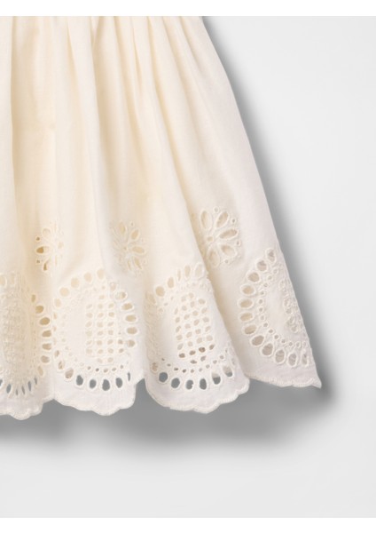 Bebek Kırık Beyaz Fırfırlı Işlemeli Outfit Set