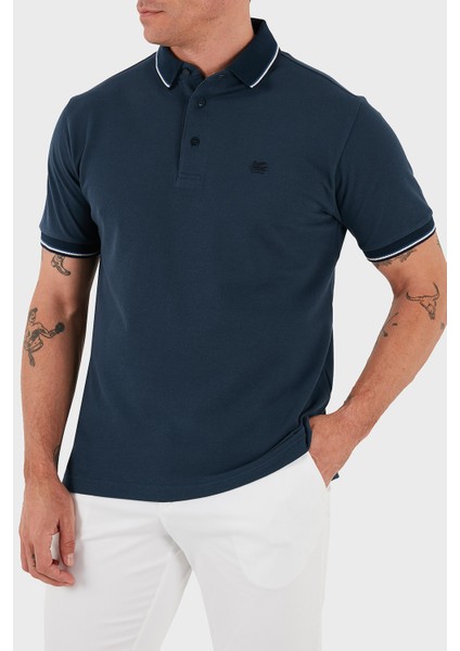 % 100 Pamuk Regular Fit Şerit Detaylı Düğmeli Polo Yaka T Shirt Erkek Polo Yaka T Shirt MRMD0016 AJ266 B3681
