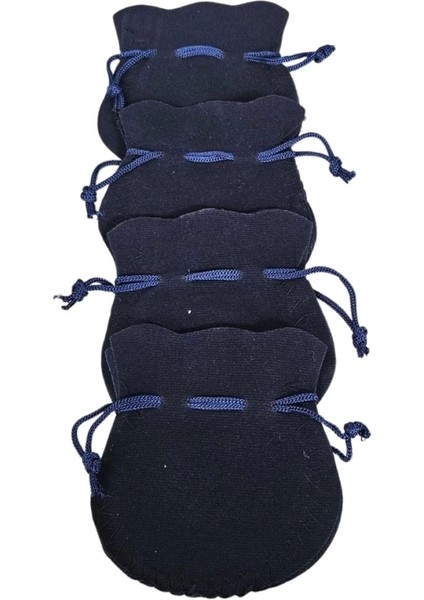 Kadife Kese Lacivert 100 Adet 8x9 (2) Boy Takı, Altın Kesesi (Ipli & Büzgülü)