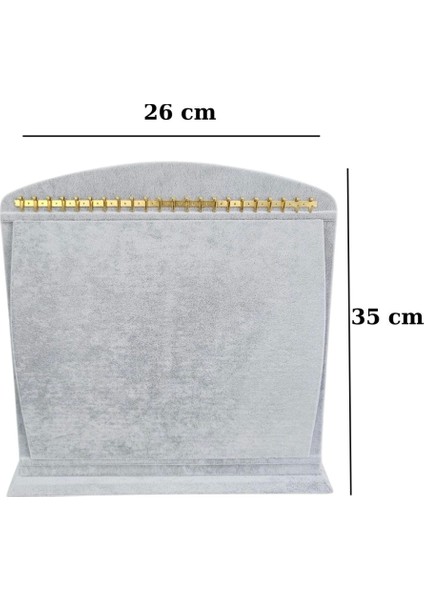Bombeli Kolye Zincir & Kolye Standı (22 Metal Askılı) Gri (26 X35 Cm)