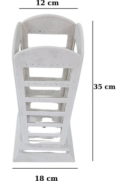 96 Lı 360 Döner Küpelik Standı Süet Krem(18 X35 Cm)