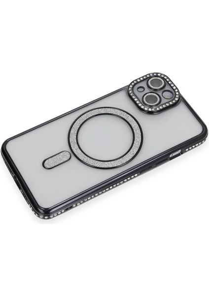 Iphone 14 Kılıf Joke Simli Magneticsafe Kılıf - Siyah Mrayd