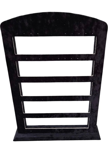30'lu 5 Basamaklı Süet Küpelik Standı Siyah (21X31 Cm)