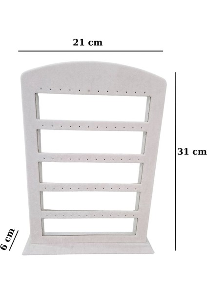 30'lu 5 Basamaklı Süet Küpelik Standı Krem (21X31 Cm) modelleri