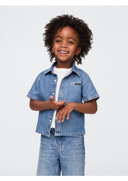 Erkek Bebek Mavi Gap Logo Chambray Gömlek