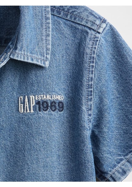 Erkek Bebek Mavi Gap Logo Chambray Gömlek fiyatları