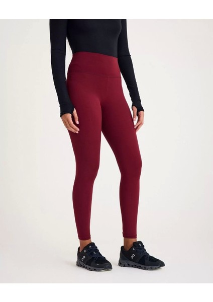 Nonofit Yüksek Bel Düz Sporcu Tayt - Bordo