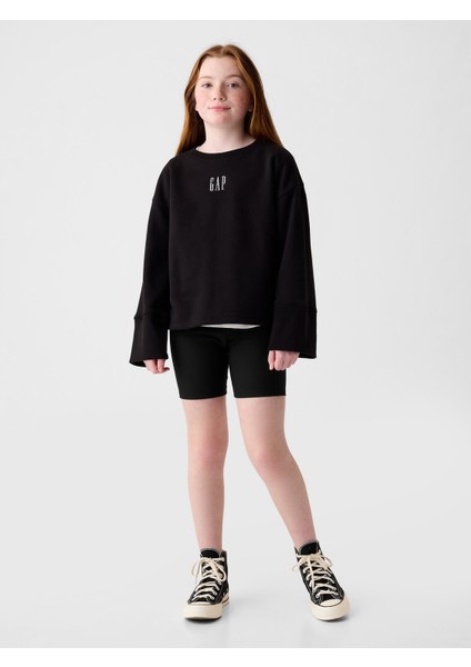 Kız Çocuk Siyah Fitilli Bisiklet Şortu