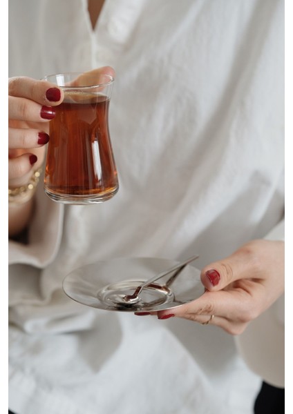 6'lı Metal Çay Tabağı Paslanmaz Çelik modelleri