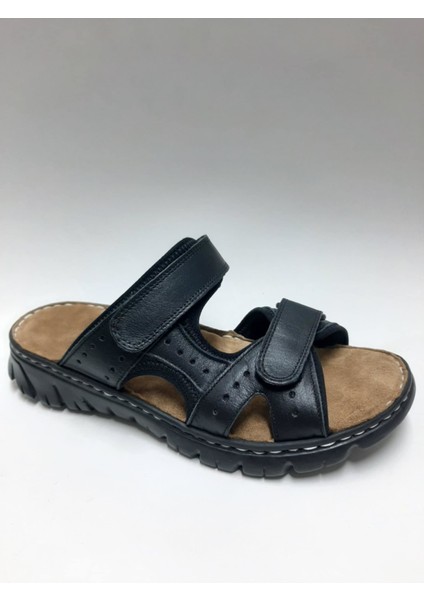 Deri Siyah Cırtlı Rahat Taban Erkek Terlik C-7605243 fiyatları