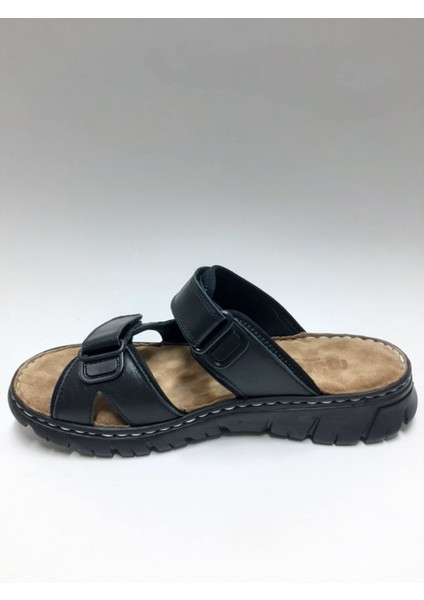 Deri Siyah Cırtlı Rahat Taban Erkek Terlik C-7605243 modelleri