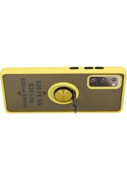 Samsung Galaxy S20 Fe Kılıf Montreal Yüzüklü Silikon Kapak - Sarı Mrayd