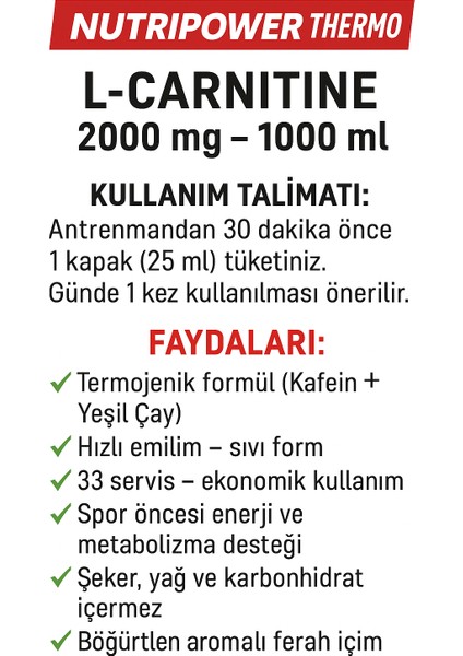 Thermo L-Carnitine 2000 Mg 1000 ml (33 SERVİS) – Böğürtlen Aromalı