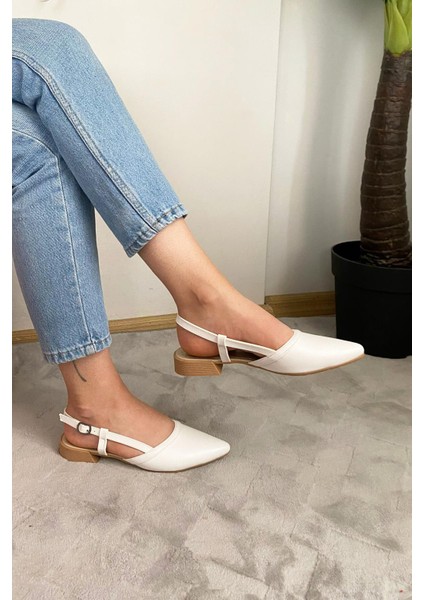 Kadın Tena Bej Cilt Arkası Acık Sivri Burun Günlük Babet fiyatları