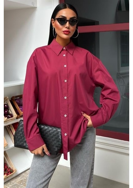 Klasik Oversize Poplin Gömlek 3421