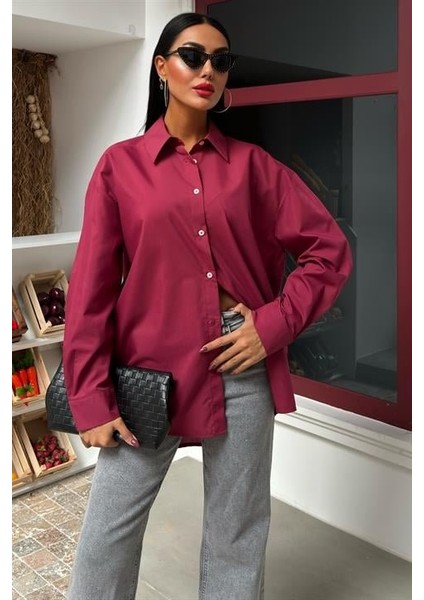 Klasik Oversize Poplin Gömlek 3421 modelleri