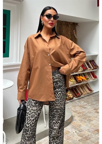 Klasik Oversize Poplin Gömlek 3421