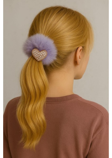 Kalp Detaylı Peluş Bağlamalı Toka