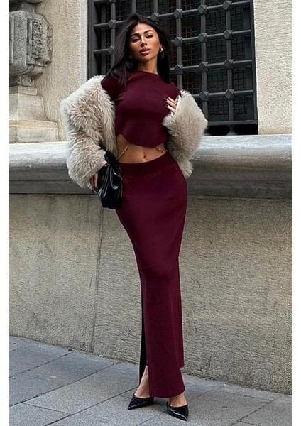 Maje Sırt Zincir Detay Etek Bluz Takım 9884