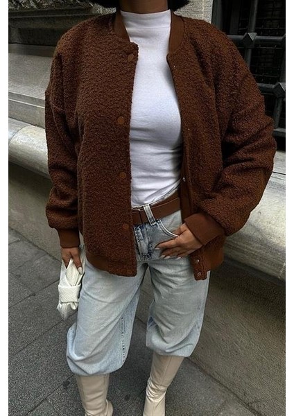 Kıvırcık Kürklü Içi Astarlı Bomber Ceket 6120