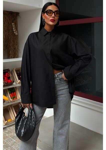 Klasik Oversize Poplin Gömlek 3421