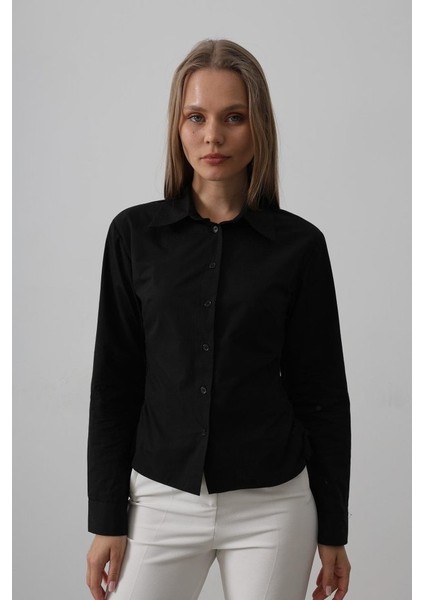 Yanları Büzgülü Çizgili Gömlek - Siyah fiyatları