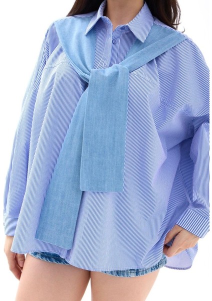 7074 Gömlek-Mavi Beyaz Çizgili fiyatları