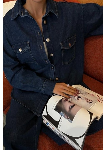 Gömlek ve Palazzo Pantolon Klasik Denim Takım 10070 fiyatları