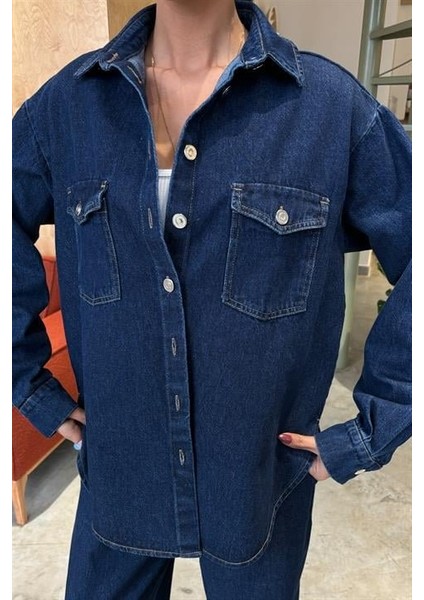 Gömlek ve Palazzo Pantolon Klasik Denim Takım 10070 fırsatları